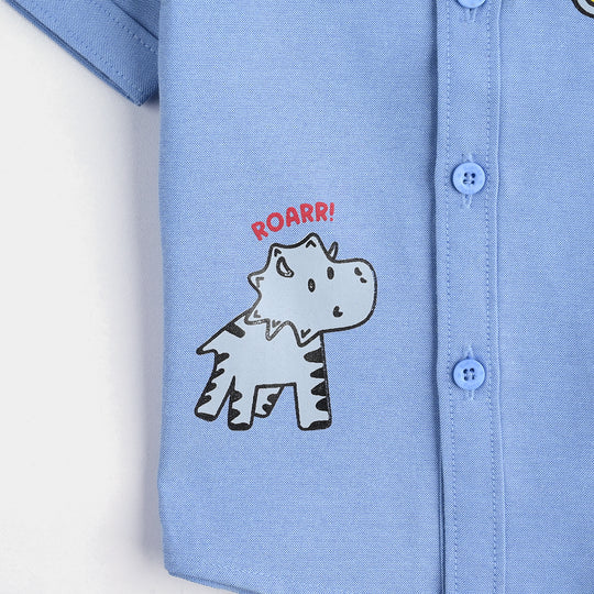 Infant Boys Cotton Basic Casual Shirt (Roarr)-Blue