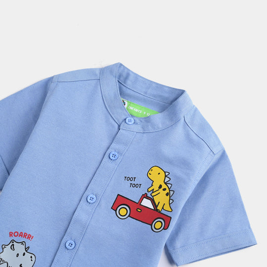 Infant Boys Cotton Basic Casual Shirt (Roarr)-Blue