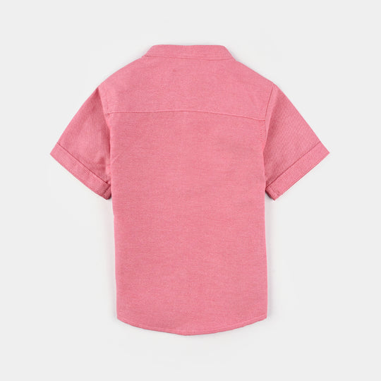 Infant Boys Oxford Casual Shirt (Monster)-D.Peach