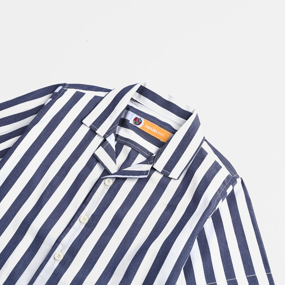 Boys Yarn Dyed Casual Shirt H/S (Stripes)-GREY