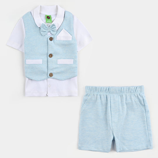 Infant Boys Jacquard 2Piece Suit Popcorn-Sai Blue