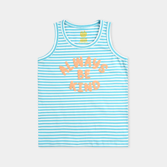 Boys Yarn Dyed Sando ALWAYS BE KIND-Blue Stripe