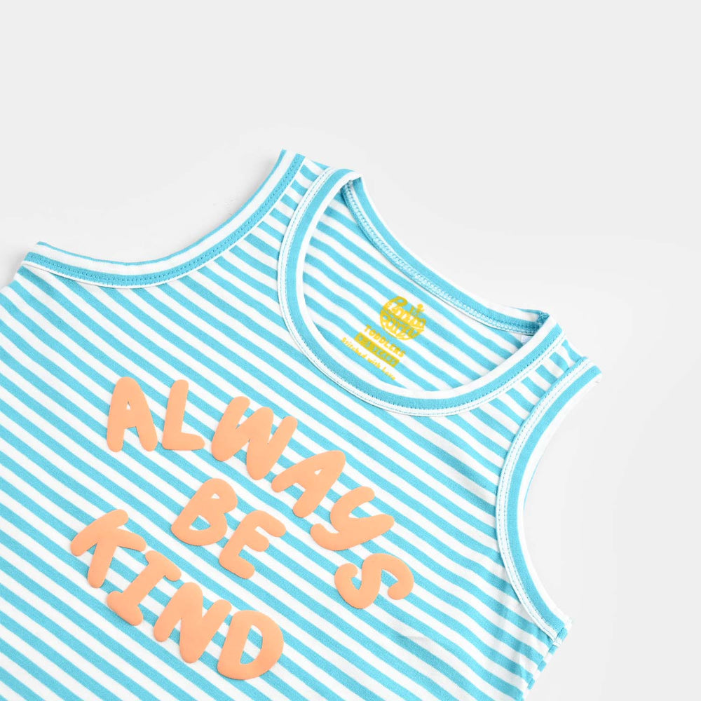 Boys Yarn Dyed Sando ALWAYS BE KIND-Blue Stripe