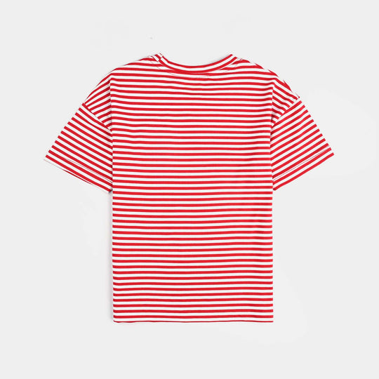 Boys Yarn Dyed T-Shirt H/S JOY STICK-Red Stripe