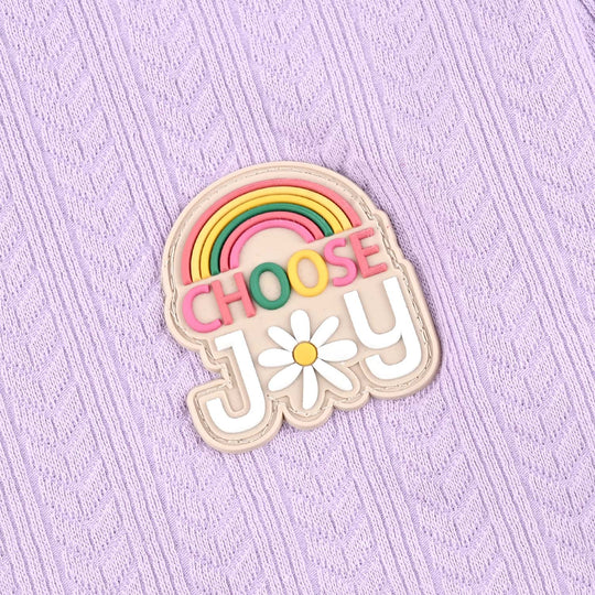 Girls Jacquard T-Shirt H/S CHOOSE JOY-Purple