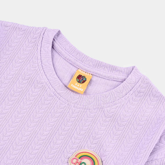 Girls Jacquard T-Shirt H/S CHOOSE JOY-Purple