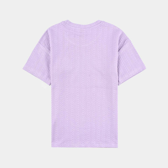 Girls Jacquard T-Shirt H/S CHOOSE JOY-Purple