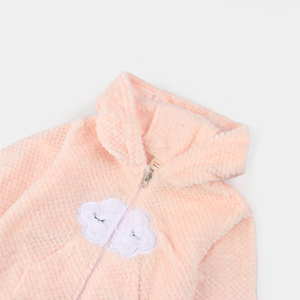 Infant Unisex Sherpa Romper-Pink