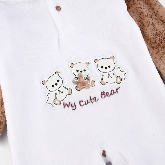 Infant Unisex Velour Romper-White