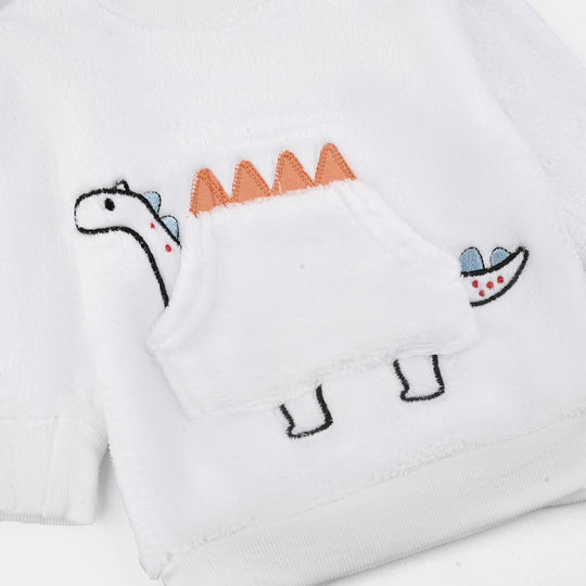 Infant Boys Faux fur Suit-White