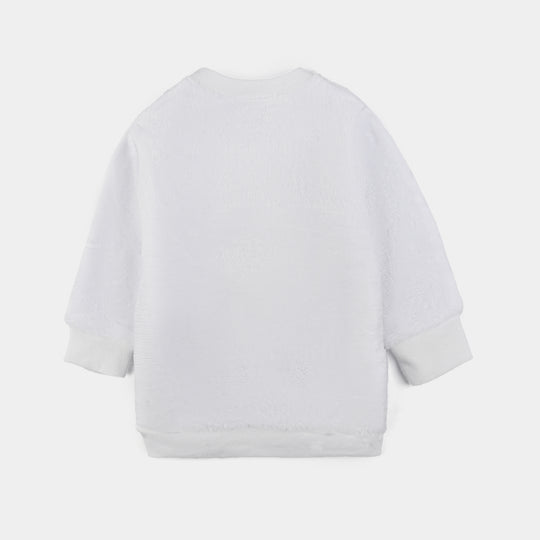 Infant Boys Faux fur Suit-White