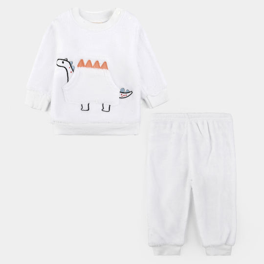 Infant Boys Faux fur Suit-White