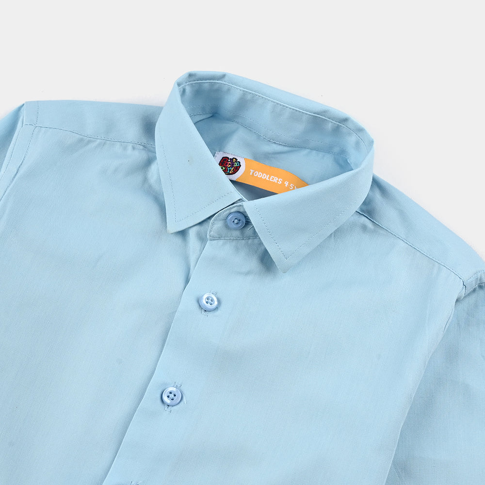 Boys Cotton Poplin Formal Shirt-Light BLUE