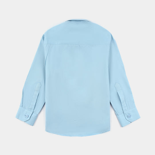 Boys Cotton Poplin Formal Shirt-Light BLUE