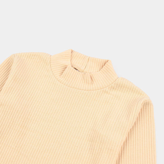 Infant Unisex Rib Turtle Neck T-Shirt - Wood.Ash