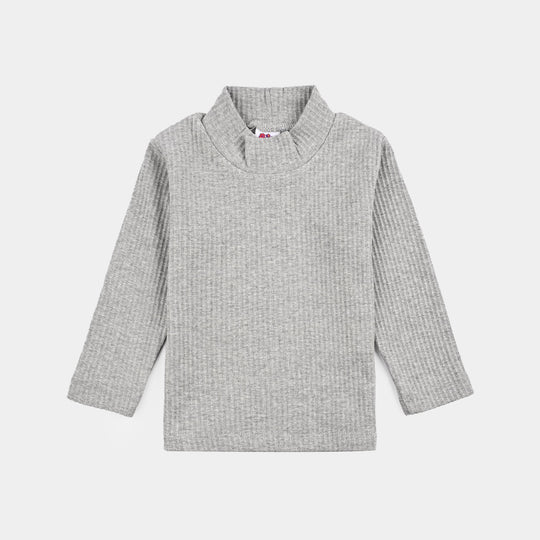 Infant Unisex Rib Turtle Neck T-Shirt - Dark.Grey