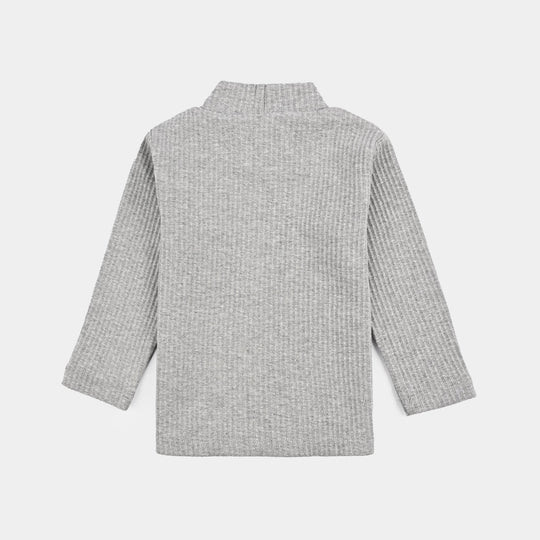 Infant Unisex Rib Turtle Neck T-Shirt - Dark.Grey