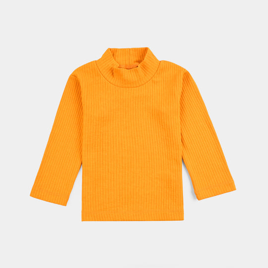 Infant Unisex Rib Turtle Neck T-Shirt - Sun Flower