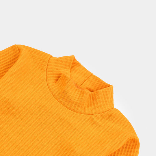 Infant Unisex Rib Turtle Neck T-Shirt - Sun Flower