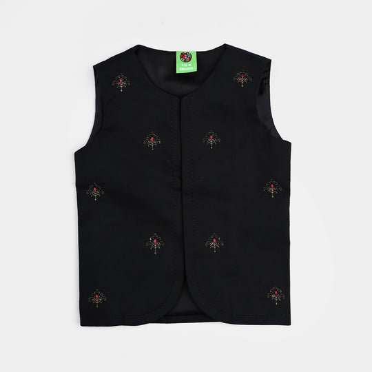 Infant Boys Cotton Poplin 3 Piece Suit-BLACK