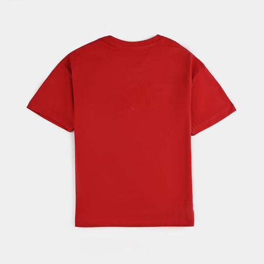 Boys Lycra Jersey T-Shirt H/S-Red