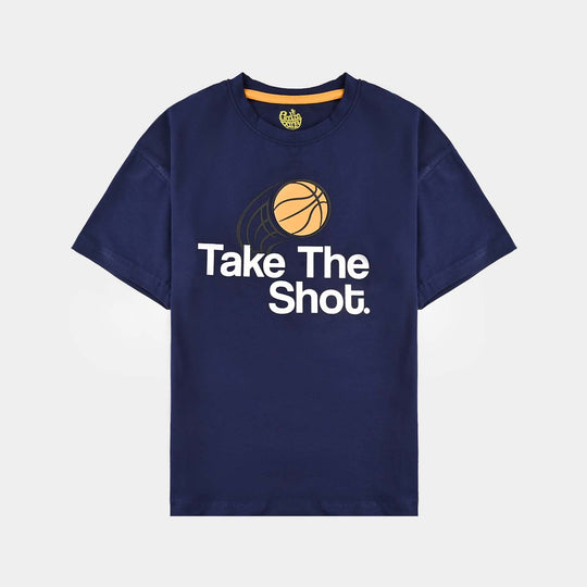 Boys Lycra Jersey T-Shirt H/S TAKE THE SHOT-NAVY