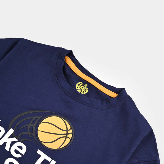 Boys Lycra Jersey T-Shirt H/S TAKE THE SHOT-NAVY