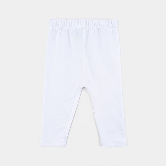 Infant Girls Lycra Jersey Basic Tights-White