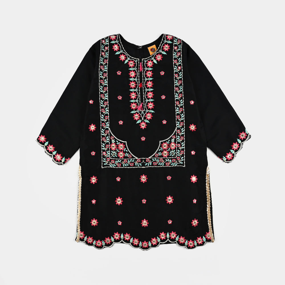 Girls poly cambric 3Pcs Phool Patti - BLACK