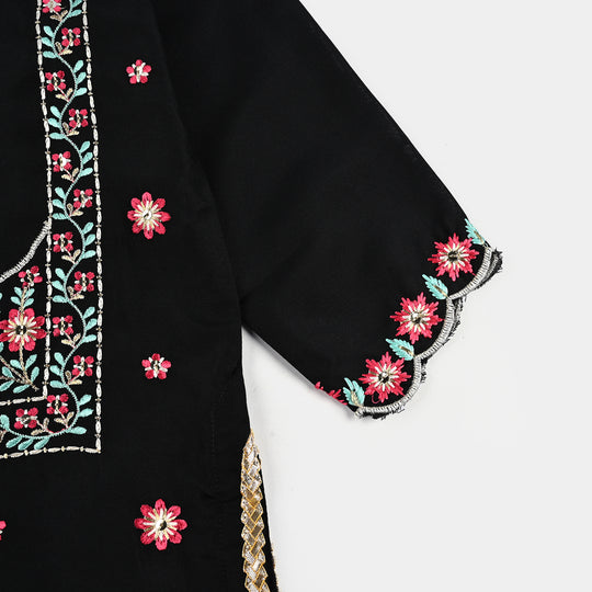 Girls poly cambric 3Pcs Phool Patti - BLACK