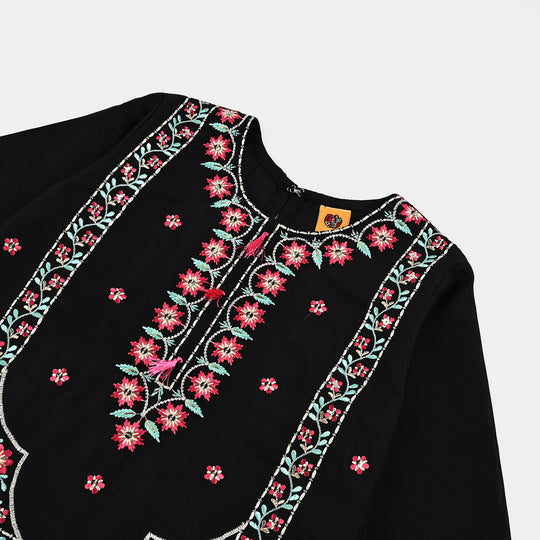 Girls poly cambric 3Pcs Phool Patti - BLACK