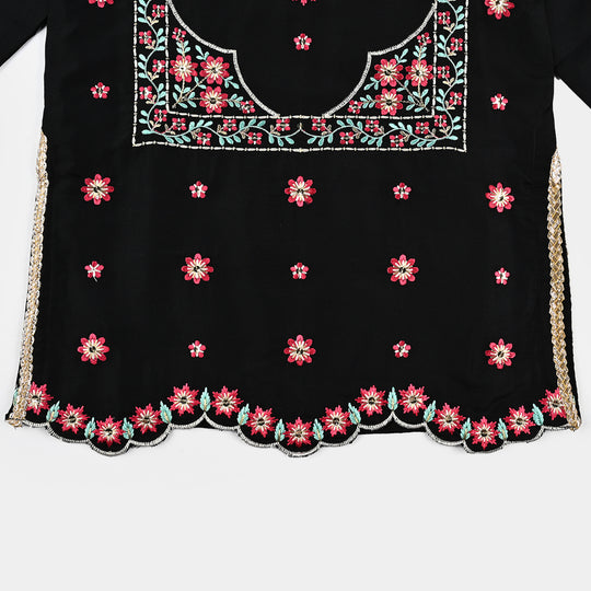 Girls poly cambric 3Pcs Phool Patti - BLACK