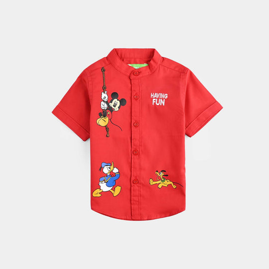 Infant Boys Cotton Casual Shirt -Red