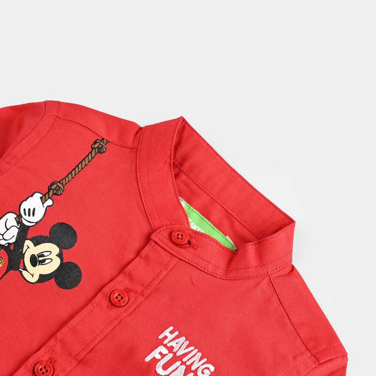 Infant Boys Cotton Casual Shirt -Red