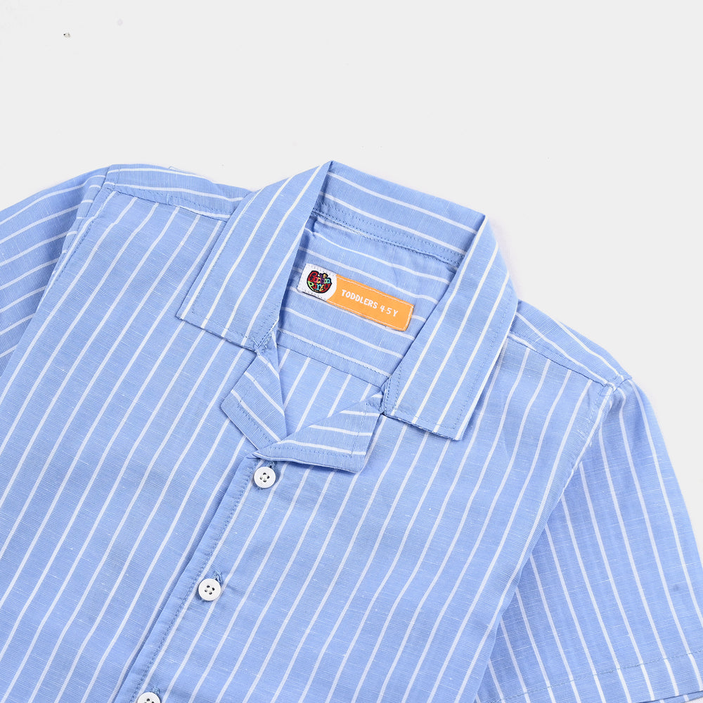 Boys Yarn Dyed Casual Shirt H/S -L/BLUE