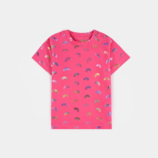 Infant Girls Lycra Jersey T-Shirt Rainbow-Pink