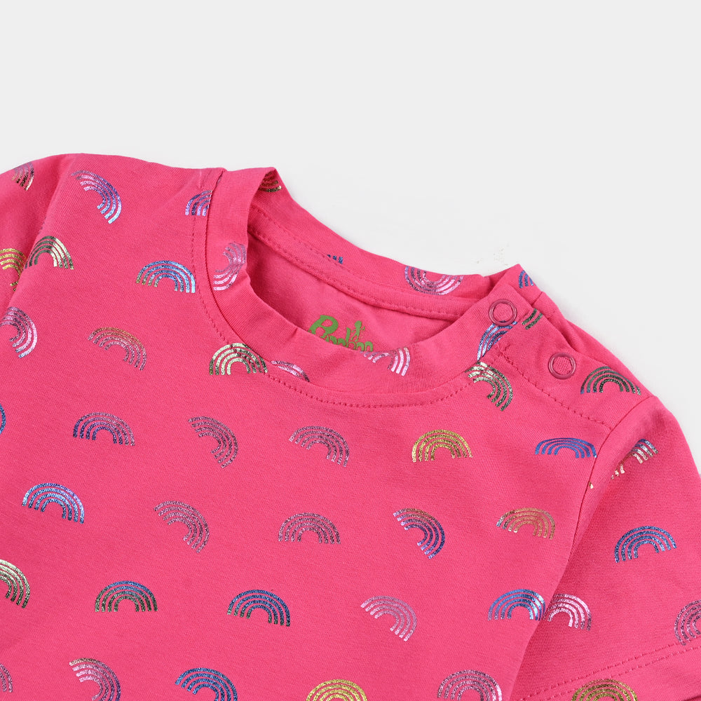 Infant Girls Lycra Jersey T-Shirt Rainbow-Pink