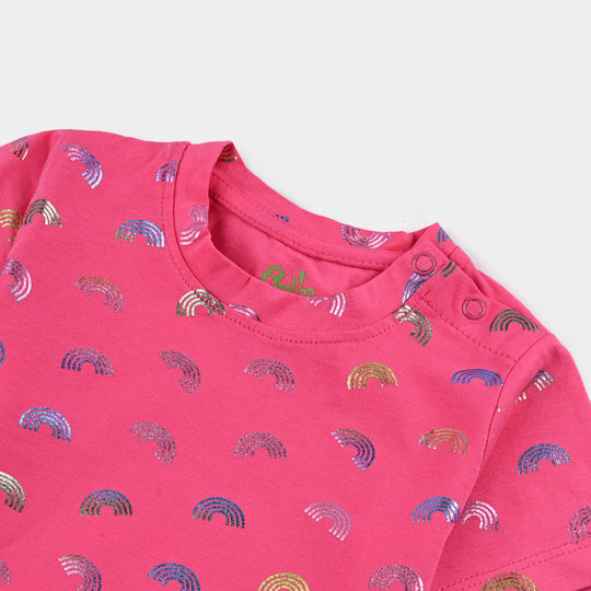 Infant Girls Lycra Jersey T-Shirt Rainbow-Pink