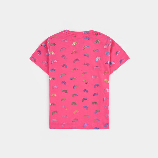 Infant Girls Lycra Jersey T-Shirt Rainbow-Pink