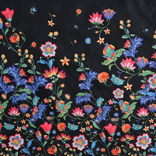 Girls Cotton Poplin Printed Kurti Garden-BLACK