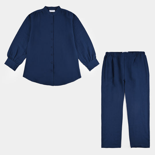 Teens Girls Poly Cotton Navy CO-Ord Set-NAVY