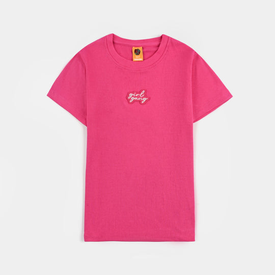 Girls 2x1 Rib T-Shirt H/S Girls Gang-Pink