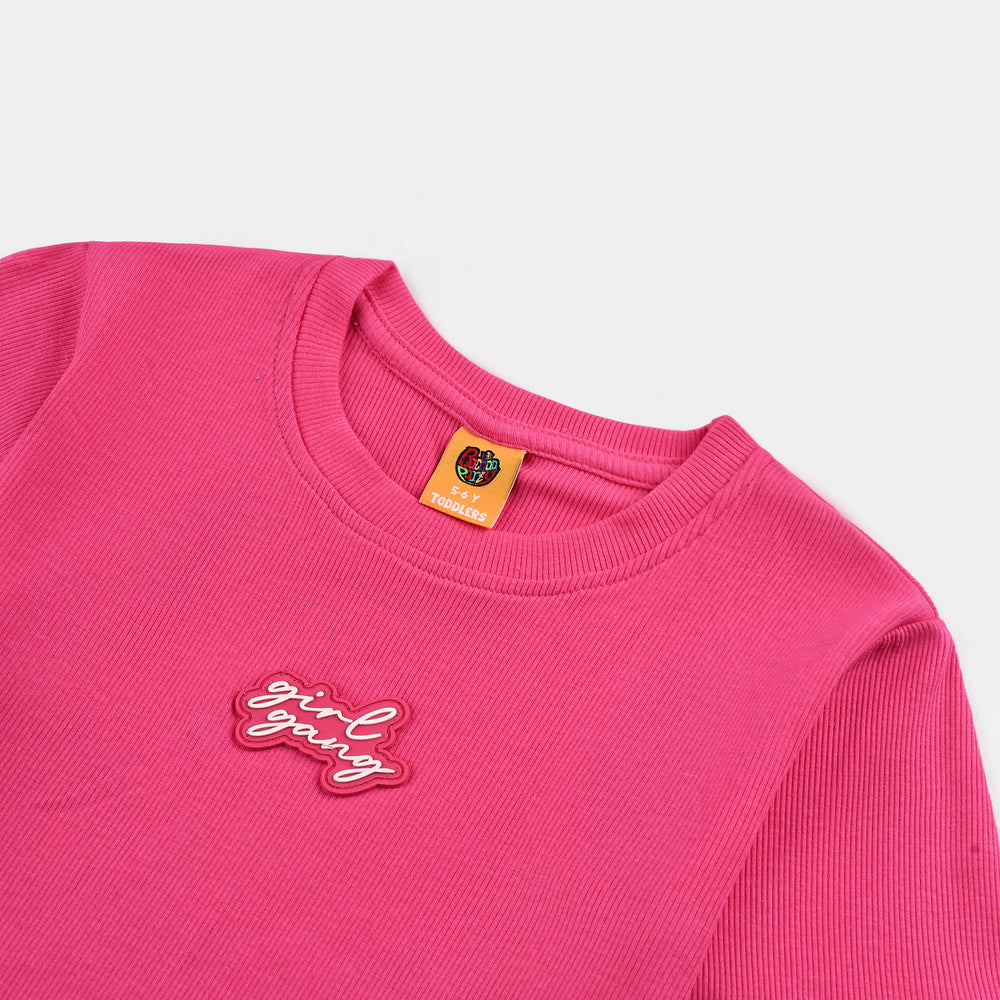 Girls 2x1 Rib T-Shirt H/S Girls Gang-Pink