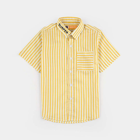 Boys Cotton Slub Shirt (Surfing)-Yellow