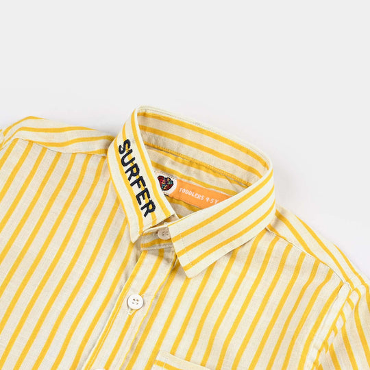 Boys Cotton Slub Shirt (Surfing)-Yellow