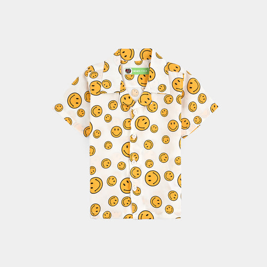 Infant Boys Oxford Shirt H/S (Smile) - WHITE