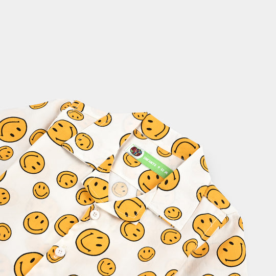 Infant Boys Oxford Shirt H/S (Smile) - WHITE