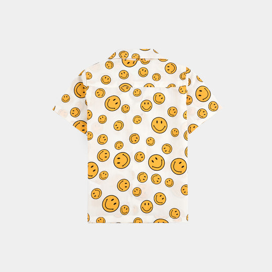 Infant Boys Oxford Shirt H/S (Smile) - WHITE