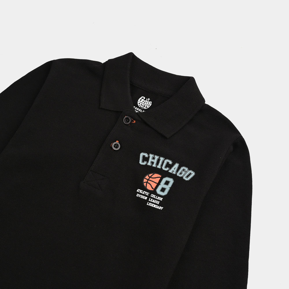 Boys Jumbo Pique Polo F/S Chicago - BLACK