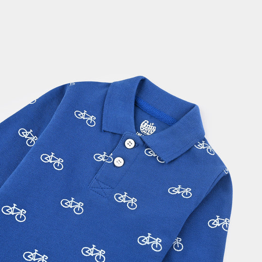 Infant Boys Jumbo Pique Polo F/S Cycle-C.Blue